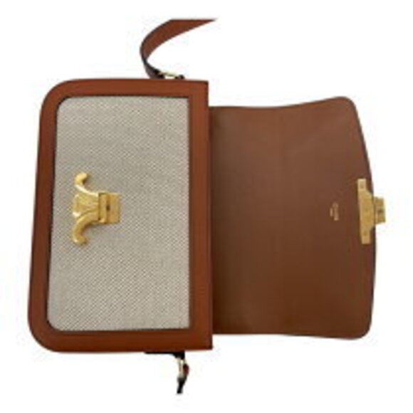 Celine Triomphe Bag Tan Textile Calf Leather - Picture 7 of 11